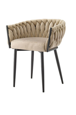 Cathlamet, krzesło z welurowym obiciem, beżowe, wym.76x62x54cm