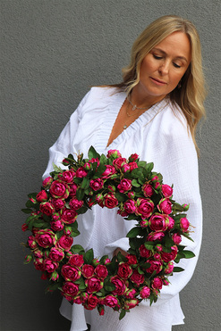 Pink Rosalina, słoneczny wianek na drzwi, śr.42cm