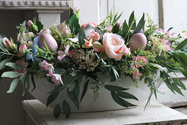 Green Canoe Pastels New, wielkanocna kompozycja / stroik, dł.68cm 