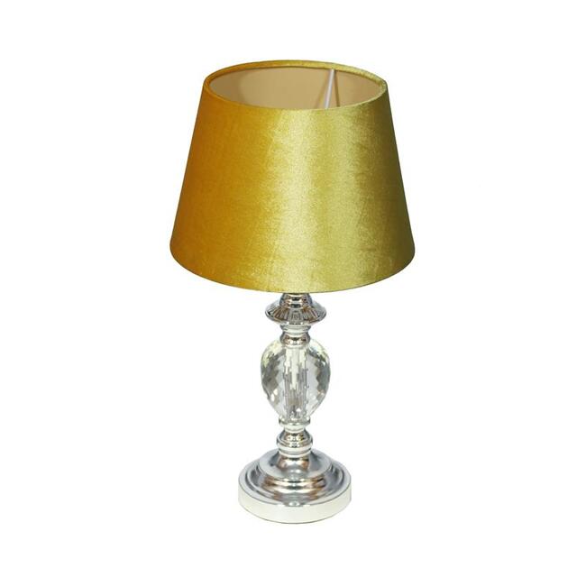Gentil, lampa stołowa glamour, żółty welur, wys.47cm