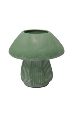 Grzybek, wazon dekoracyjny metalowy, zielony, wys.14cm