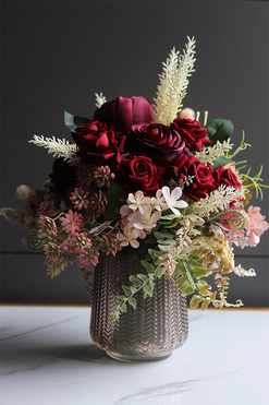 Bordota Amore, bukiet kwiatowy w szklanym wazonie, wys.35cm