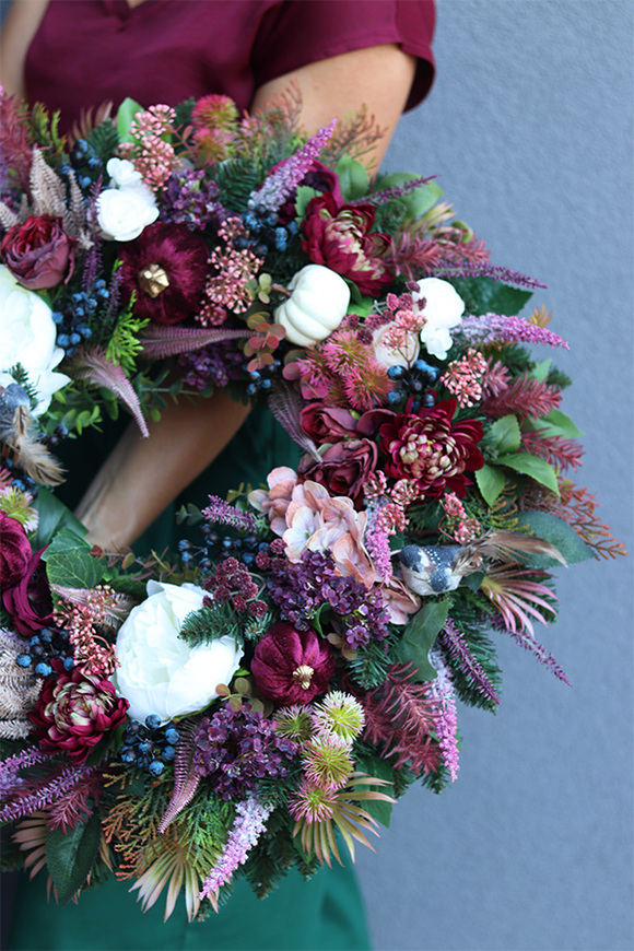 Bordolina, wieniec / wiązanka pogrzebowa, śr.58cm