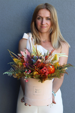 Beria, welurowy flowerbox jesienny, wym.34x34cm