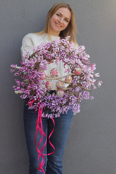 Kwiatowa Grzęda, wiosenny wianek dekoracyjny z jajkami