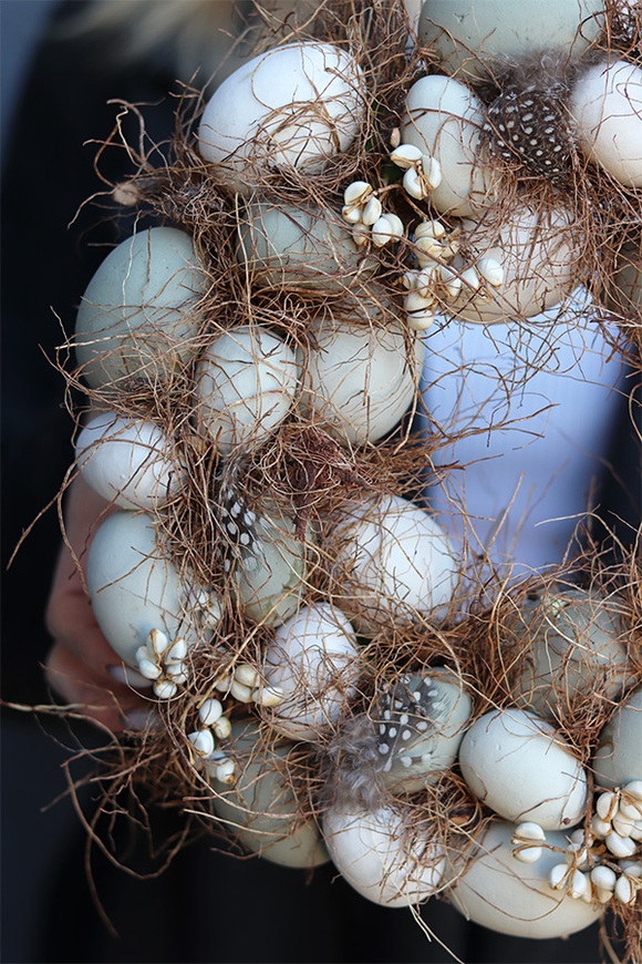 Jaja w Kurniku, wianek wielkanocny z jajkami