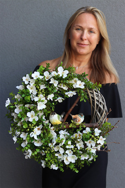 Ptaszki na gałęzi Small, wiosenny wianek dekoracyjny, rozp.47cm