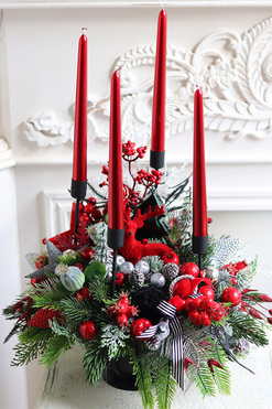 Adventi, adwentowy stroik ze świecami na świeczniku, wym.55x35cm