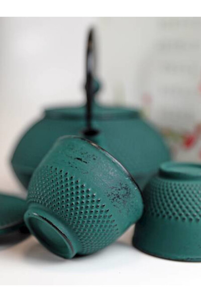 Awaji, żeliwny zestaw do herbaty, zielony