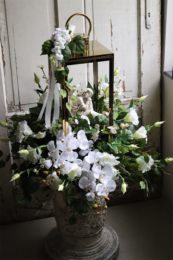 Angelo Garden Deluxe, lampion nagrobny z kwiatami, wys.62cm