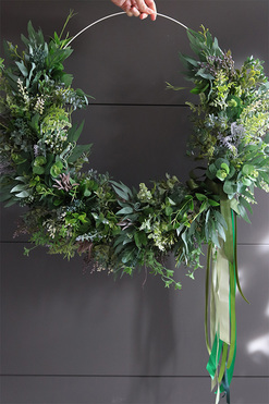 Subtelle Boho Simple, zielony wianek na obręczy, rozp.65cm