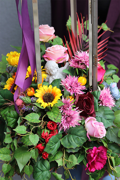 Angelo Garden Koloria 2, lampion nagrobny z kwiatami