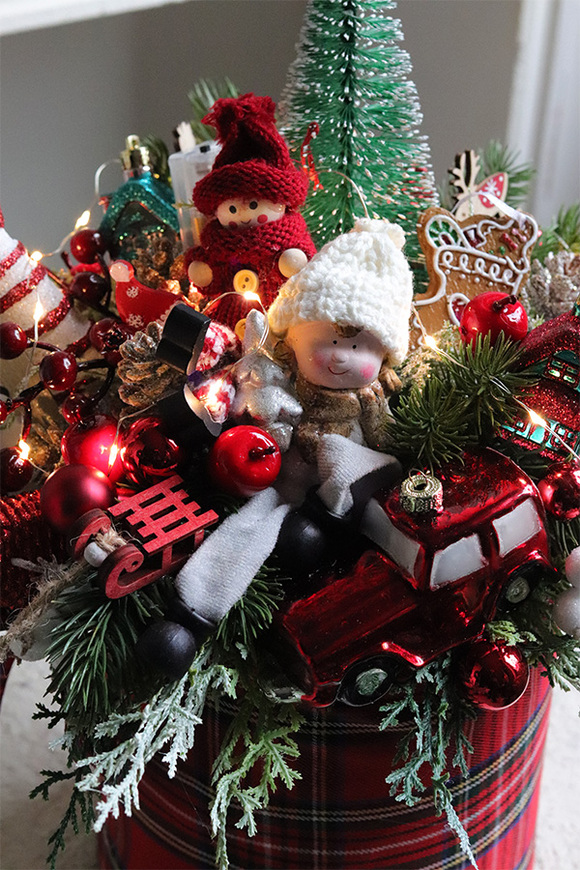 Moko Xmas Tartan, świąteczny flowerbox LED