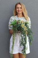 Green Delia, zielona kompozycja z sukulentami, wym.25x32cm