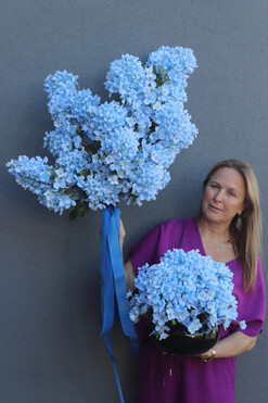 Blue Hydrangea, komplet dekoracji nagrobnych, kompozycja + bukiet 