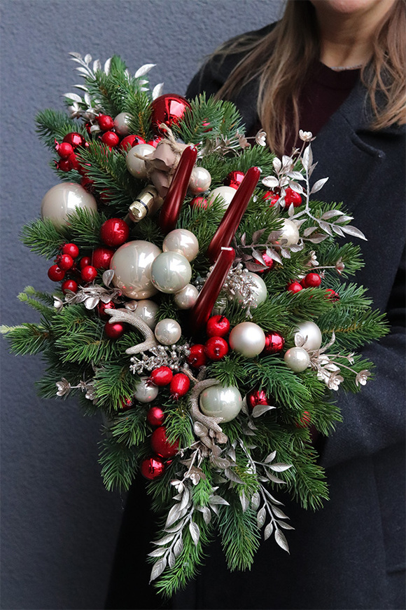 Klasyka Świąteczna, stroik świąteczny w skrzynce