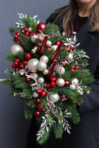 Klasyka Świąteczna, stroik świąteczny w skrzynce