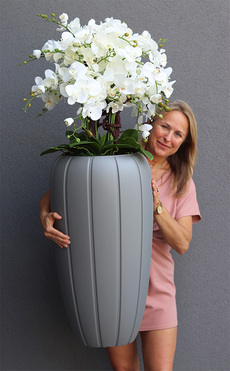 Szara Eminencja, sztuczny storczyk w szarej donicy, wys.130cm 