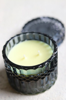 Crystal, elegancka świeca w szkle, niebieski, śr.8.5xwys.8.5cm