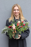 Piernikowe Harce, stroik świąteczny z piernikowym ludkiem