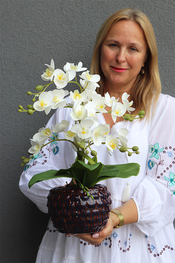 Krettera, sztuczny storczyk w ozdobnej donicy, wys.47cm