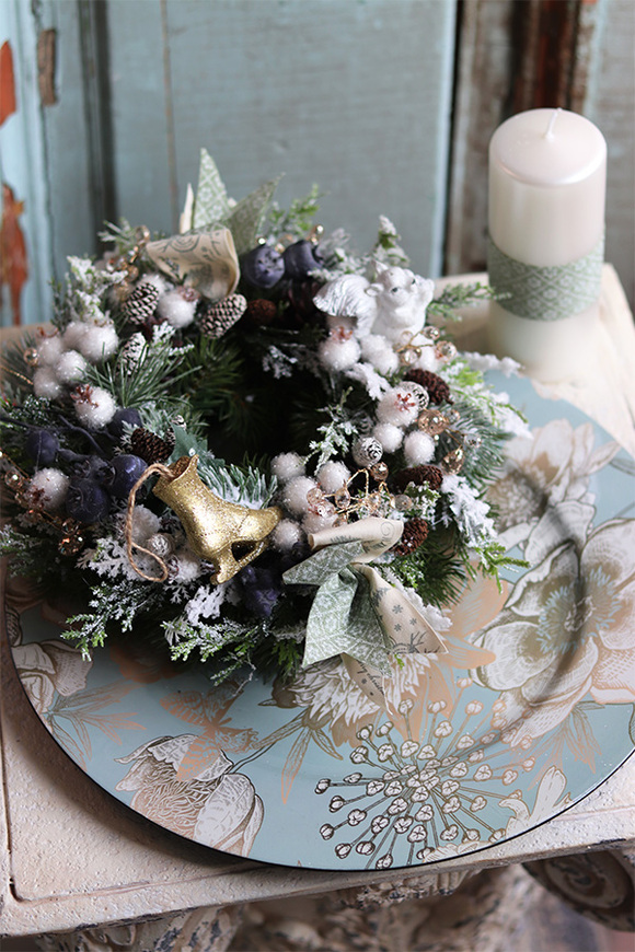 Getasa, świąteczny stroik na ozdobnym talerzu, śr.33cm 