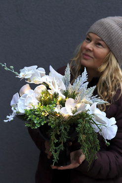 Dekoria Ośnieżony Storczyk, elegancki storczyk zimowy, wys.37cm