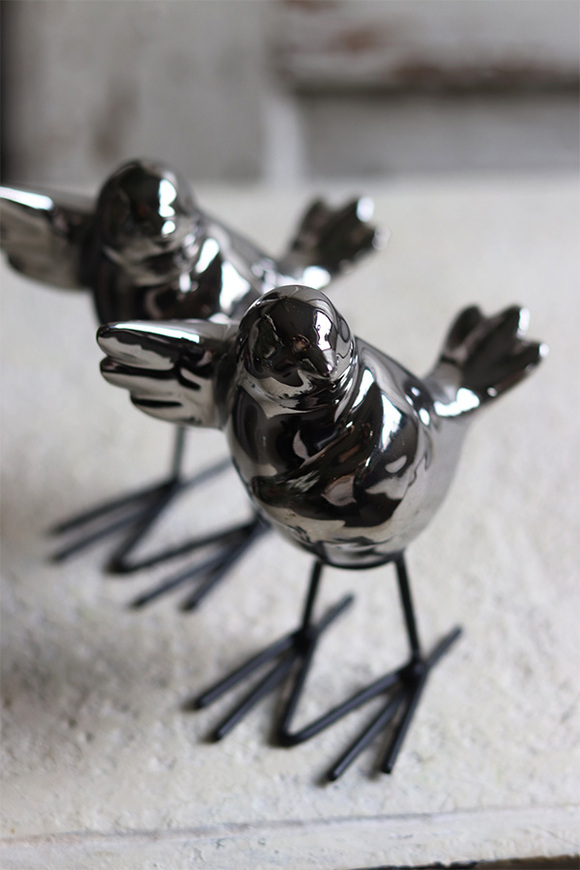 figurka Spring, srebrny ptaszek, wys.12cm