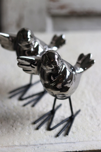 figurka Spring, srebrny ptaszek, wys.12cm