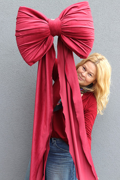 OD RĘKI Velvet Papillon, welurowa kokarda pluszowa XXL, bordo, wym.70x250cm