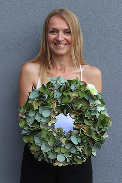 Green House, zielony wianek z hortensji, śr.35cm