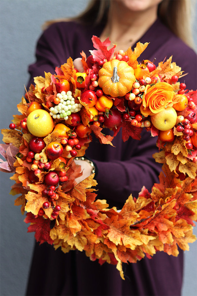 Jesienny Park 2, barwny wianek na drzwi