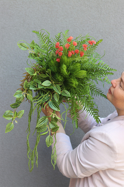 Grefrete, zielona kompozycja w pucharze