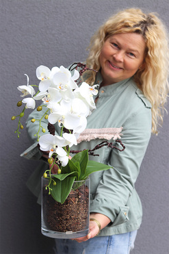 Glassier Como, sztuczny storczyk w szklanej tubie, wys.48cm 