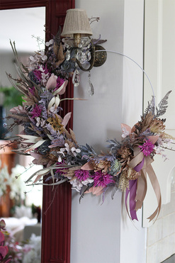 Subtelle Pinkita, wianek boho na obręczy, rozp.70cm