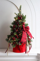 Mini Choinka Premium, realistyczna choinka świąteczna z przybraniem