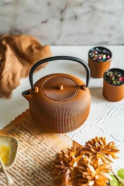 Awaji Modern, żeliwny dzbanek do herbaty, żółty, poj.1000ml