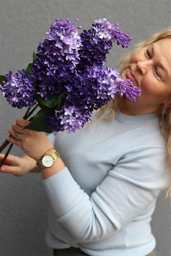 Bzy Deluxe Premium, gumowy bez kwitnący lilak, ciemny fiolet, 3szt, dł.70cm