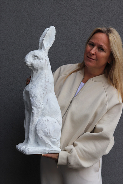 Zając Angielski White, duży zajączek wielkanocny figurka