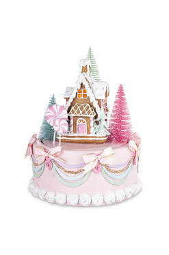 Cukierkowy Świat, świąteczna pozytywka z domkiem LED, wys.29cm