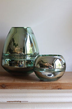 Shea Glamour, elegancki szklany wazon, zielony, wym.12x13cm 