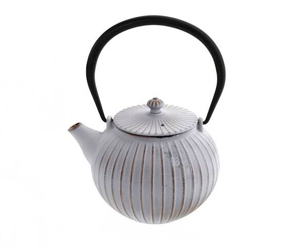 Awaji Gold White, żeliwny imbryk do herbaty, czarny