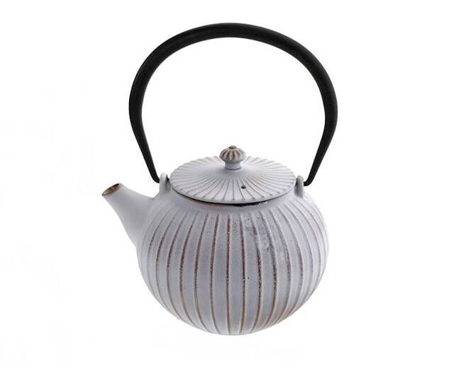 Awaji Gold White, żeliwny imbryk do herbaty, czarny