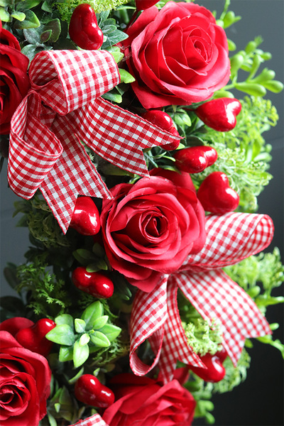 Serduszka Big, czerwony wianek walentynkowy