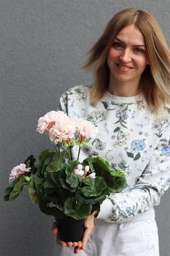 doniczkowa pelargonia Bladoróżowa, wysokiej jakości sztuczne kwiaty, wys.36cm