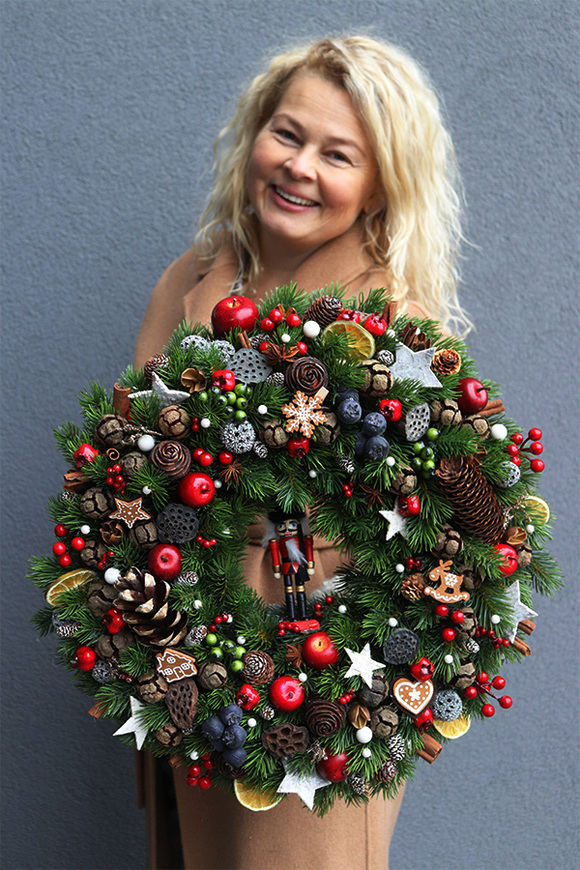 Świąteczny Kolor Big 2, bogaty wianek świąteczny LED