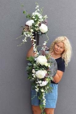 Srebrzysta Biel, zestaw dekoracji nagrobnych, kompozycja & bukiet