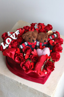 Walentynki Teddy, flowerbox na walentynki serce