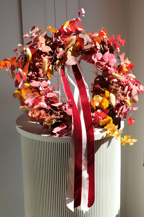 Boho Nemre, dekoracyjny wianek ze stabilizowanych roślin, śr.45cm