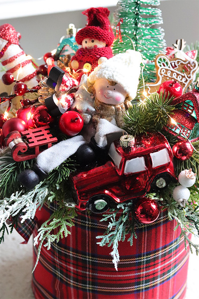 Moko Xmas Tartan, świąteczny flowerbox LED